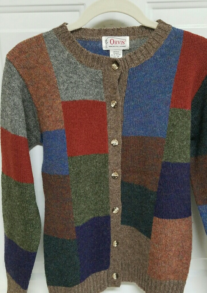 ORVIS Sz 34 Shetland Wool Button Front Cardigan